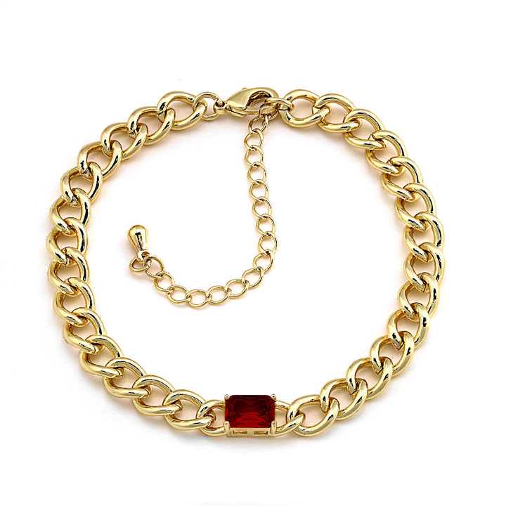 bracelet curb chain w rectangle stone