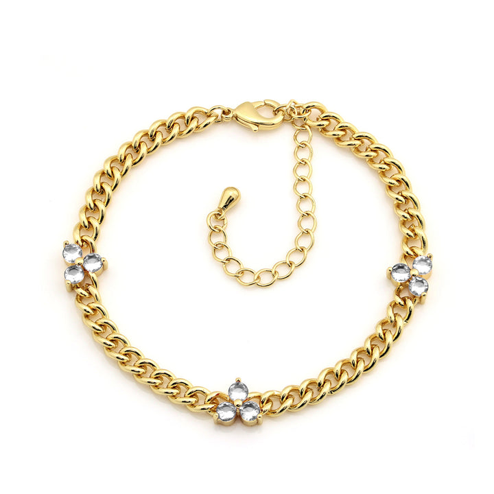 bracelet curb chain tri stone