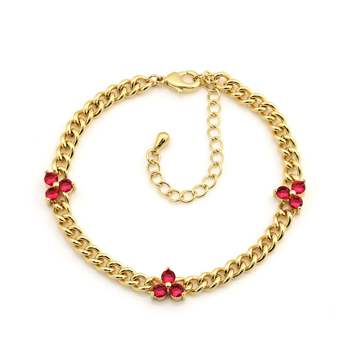 bracelet curb chain tri stone