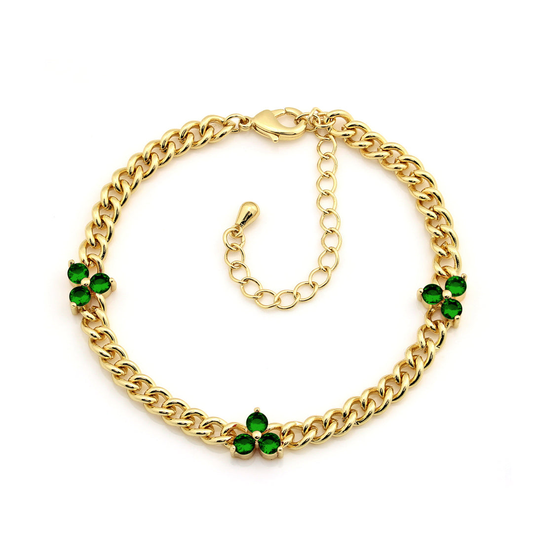 bracelet curb chain tri stone