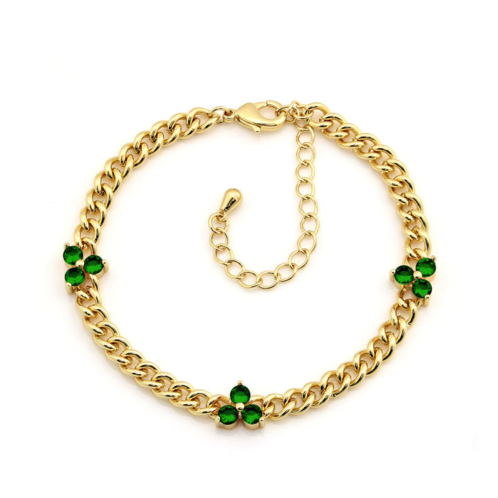 bracelet curb chain tri stone