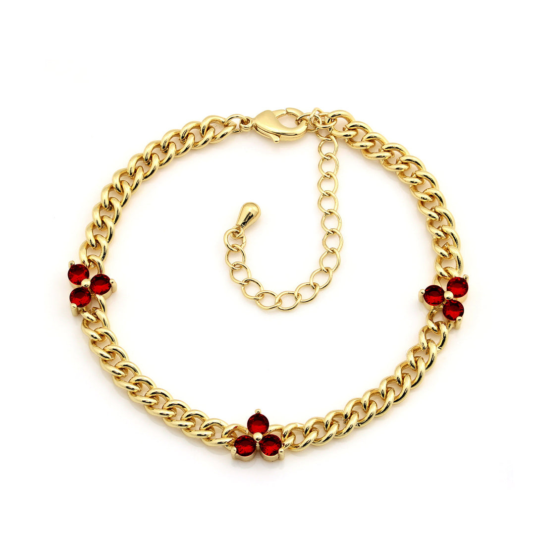 bracelet curb chain tri stone