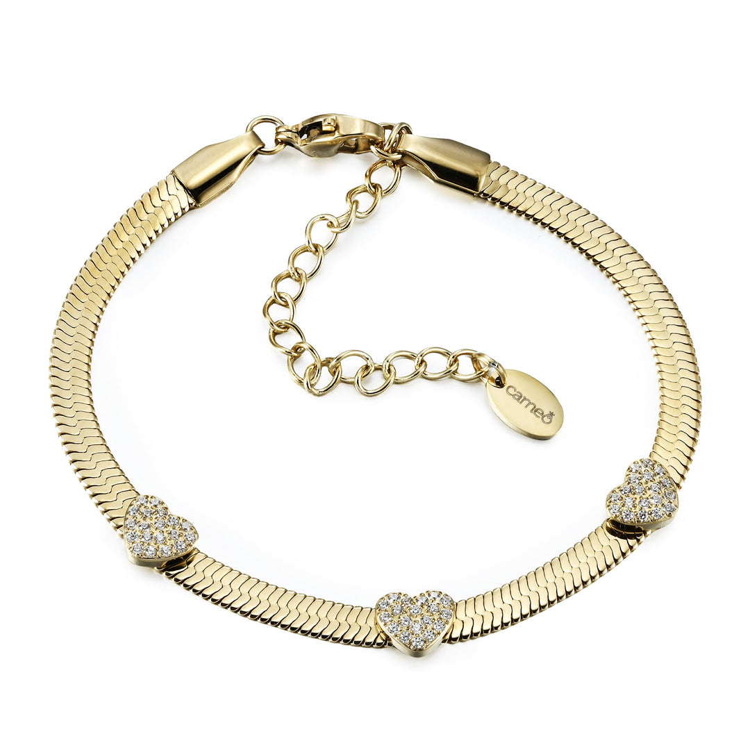bracelet pave hearts on snake chain