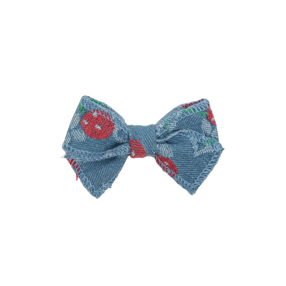 clip denim cherry bow