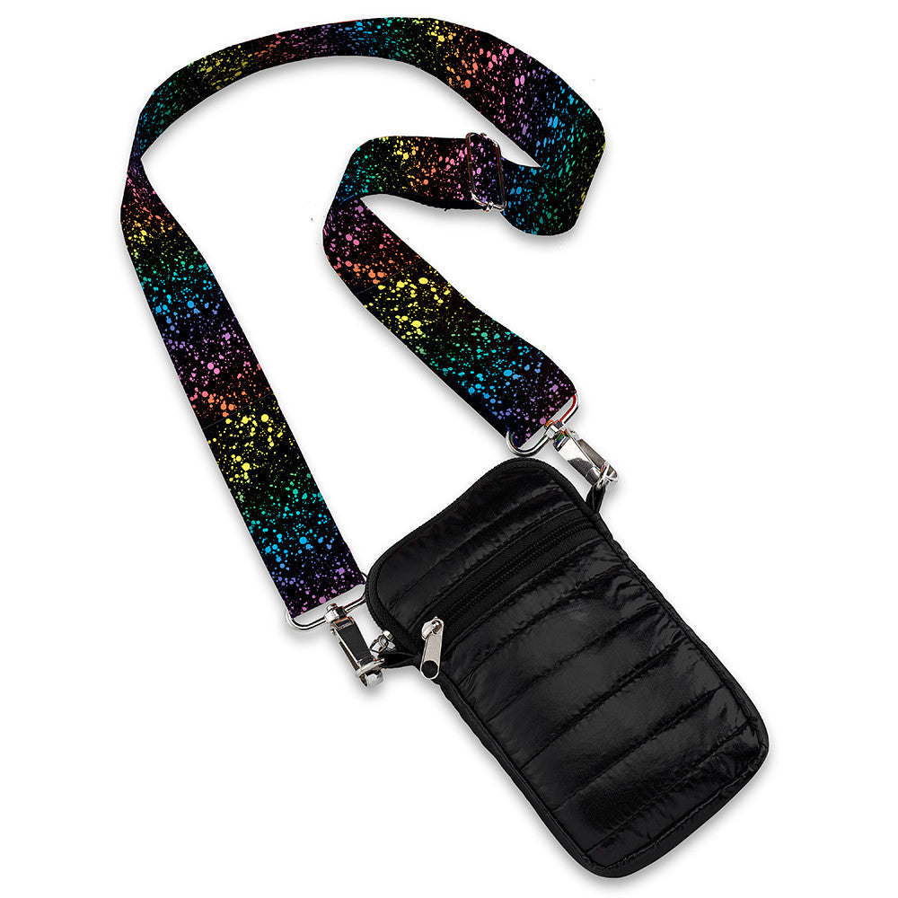 crossbody cell bag black puffer