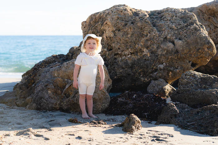 overall ribbed ruffle short