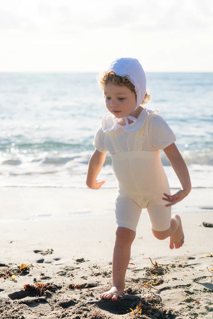 overall ribbed ruffle short