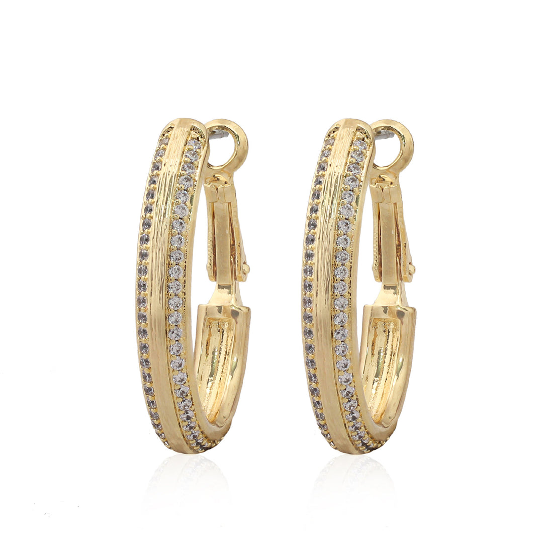 earring huggie brushed gold ribbon