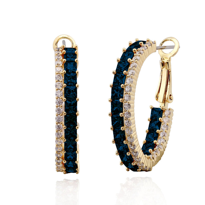 earring huggie square stones