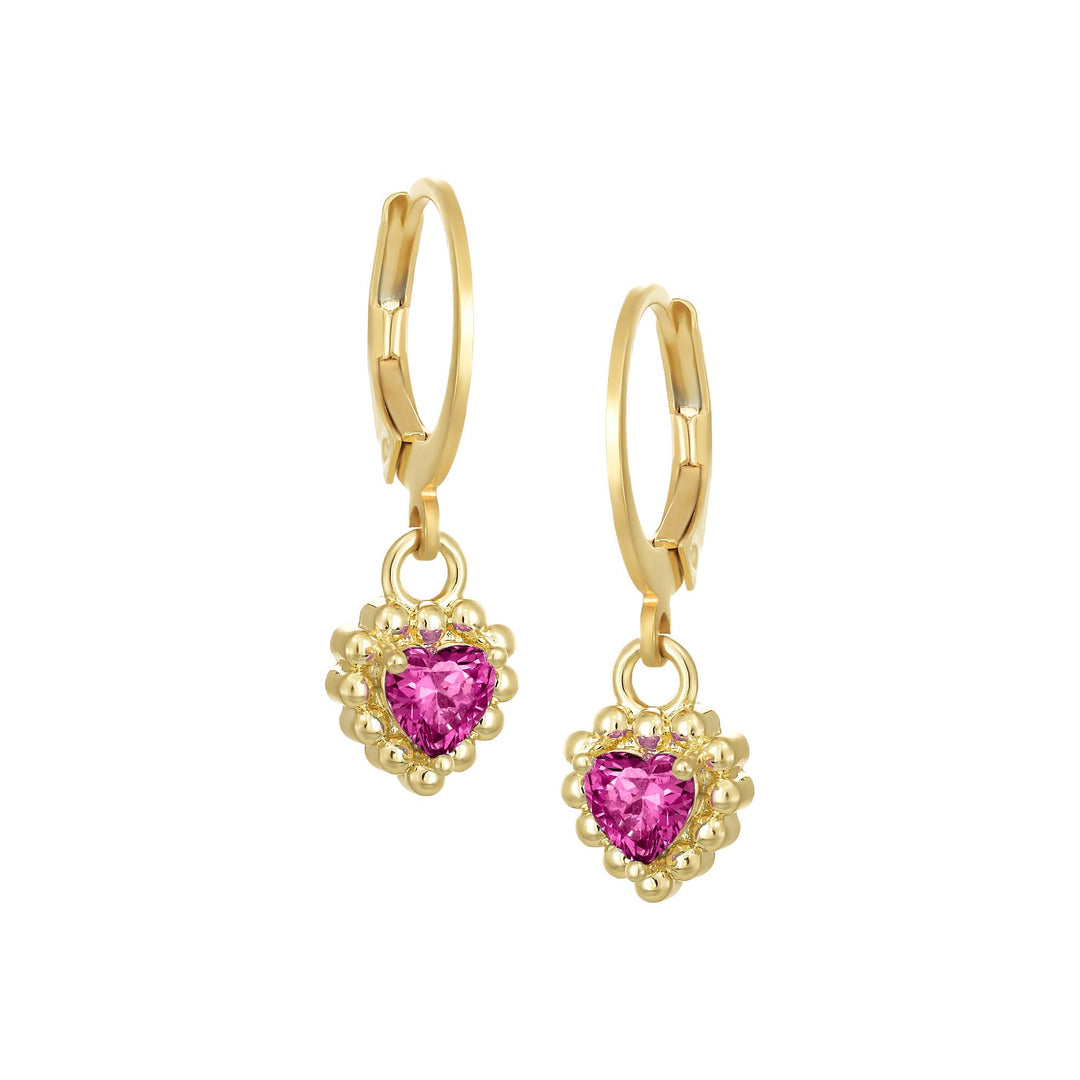 earring leverback tiny dotted rim heart