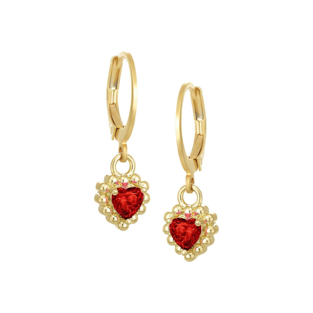 earring leverback tiny dotted rim heart