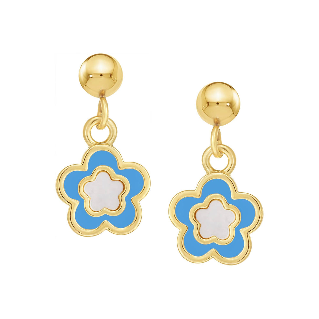 earring huggie mop enamel flower