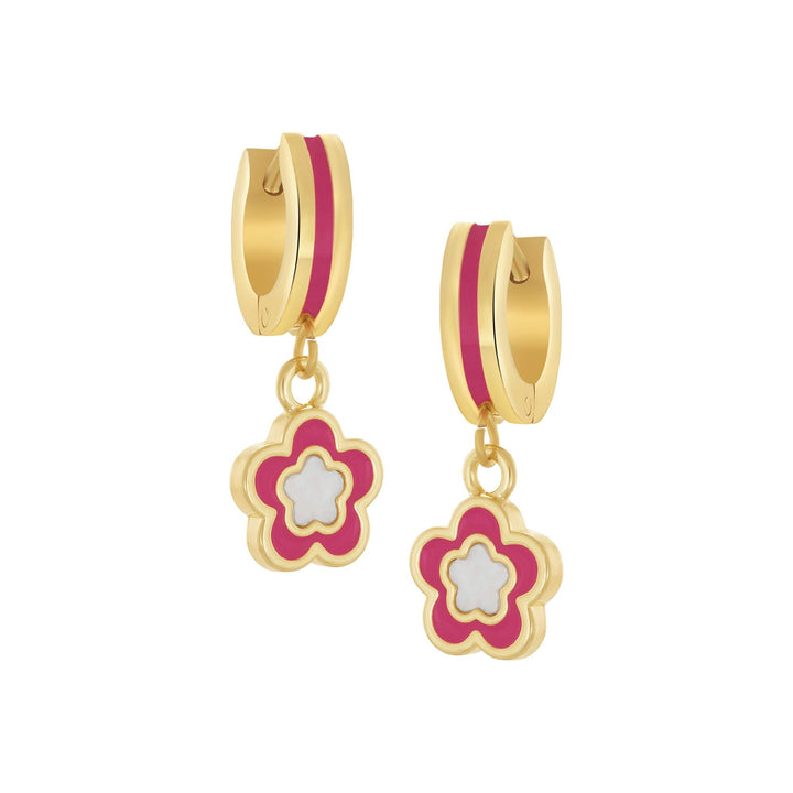 earring huggie mop enamel flower