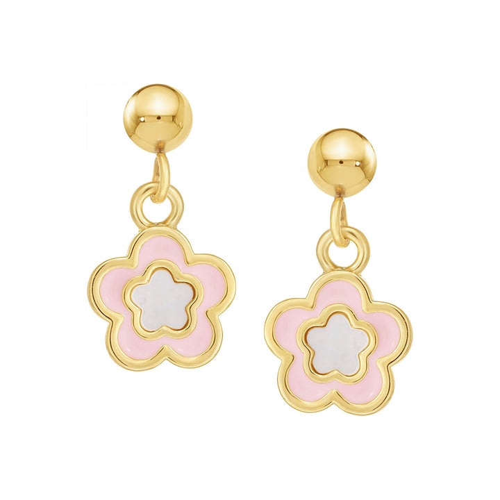 earring huggie mop enamel flower