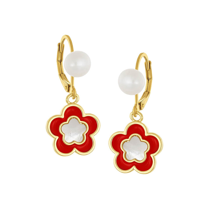 earring huggie mop enamel flower