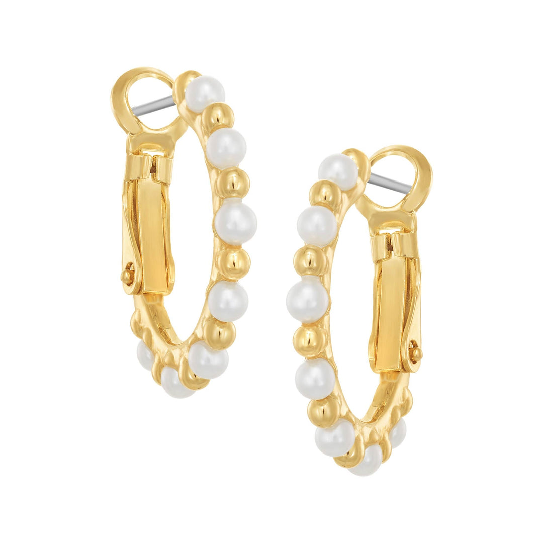 earring huggie pearl & gold
