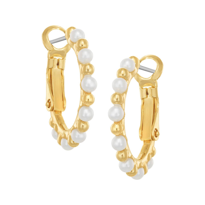 earring huggie pearl & gold
