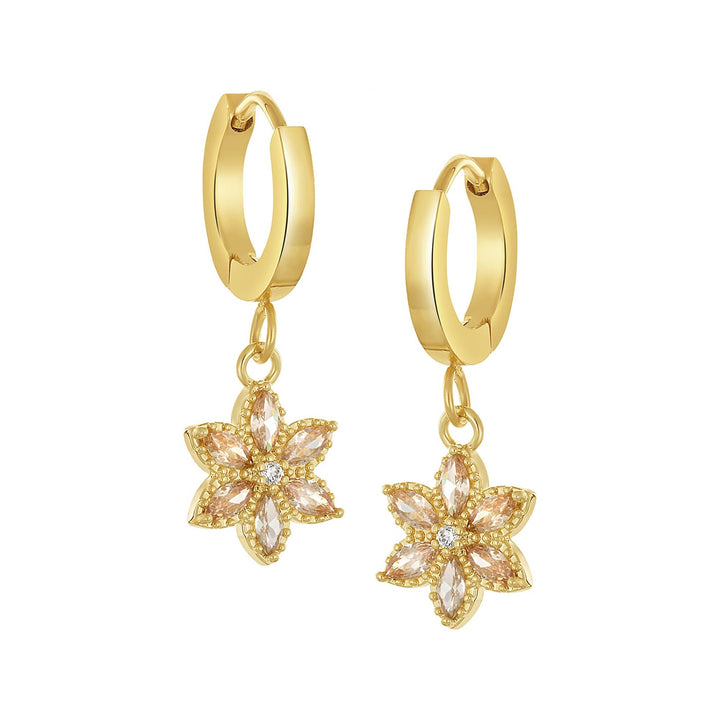 earring leverback pointy stones flower