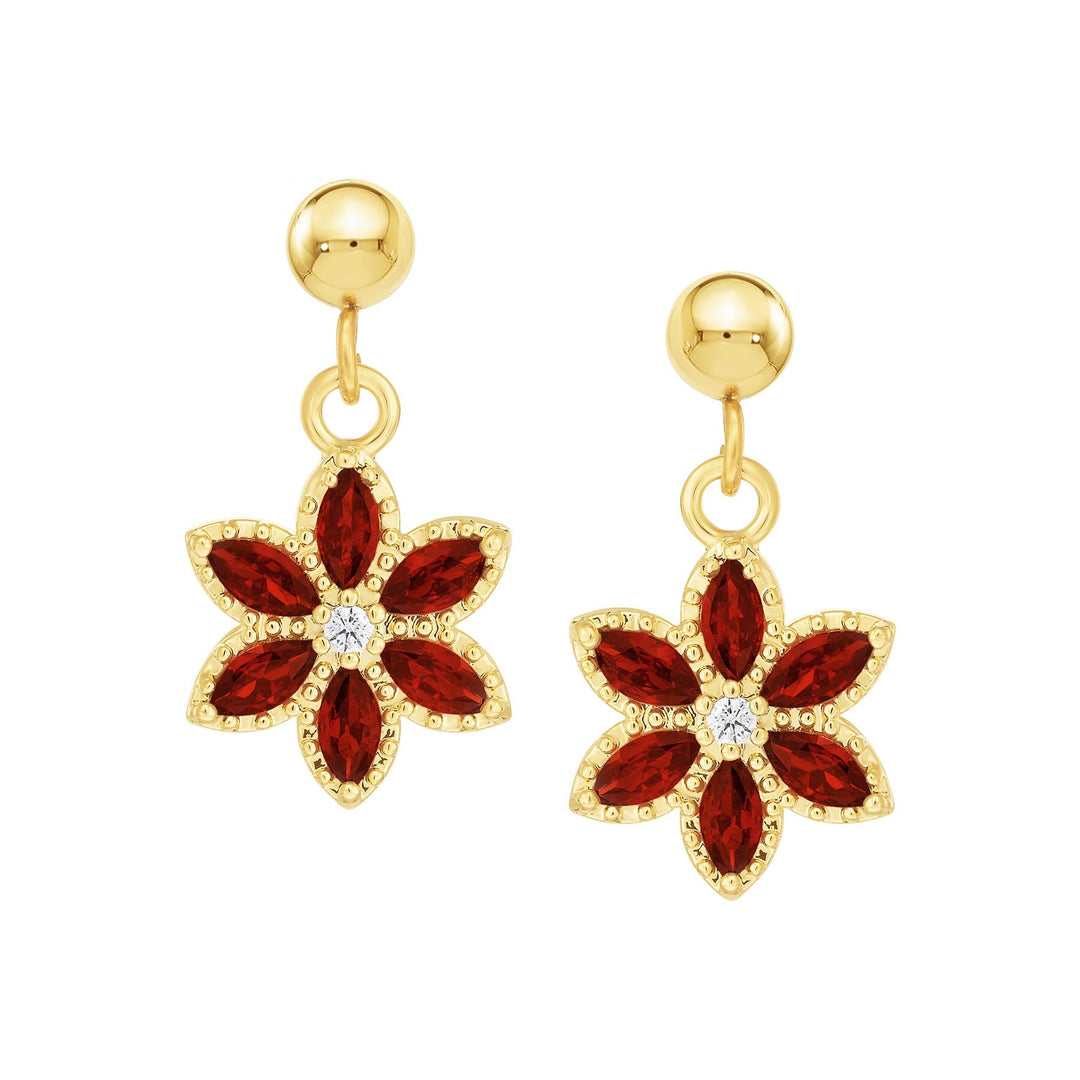 earring leverback pointy stones flower