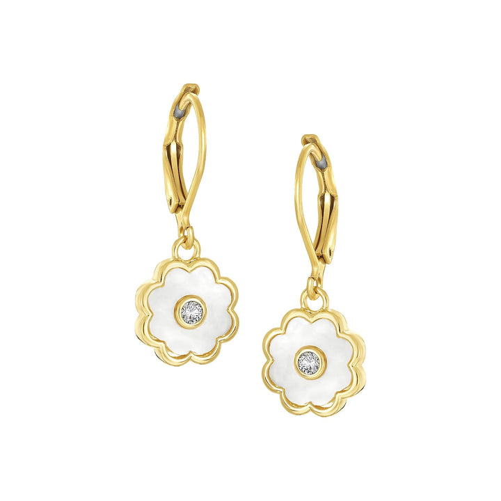 earring leverback soft mop flower