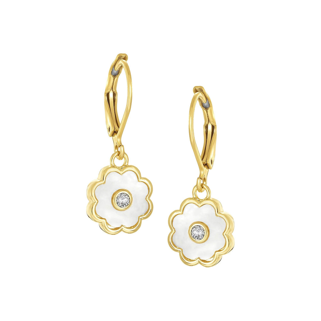 earring leverback soft mop flower