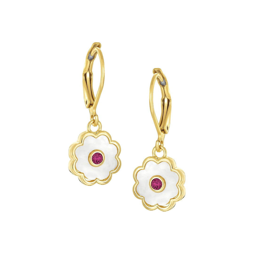 earring leverback soft mop flower
