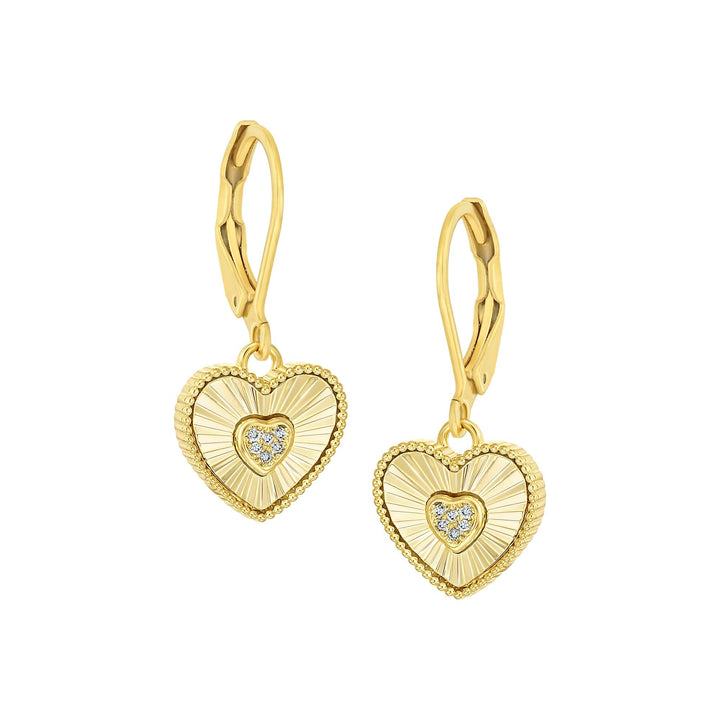 earring twisted u loop pleated fan heart