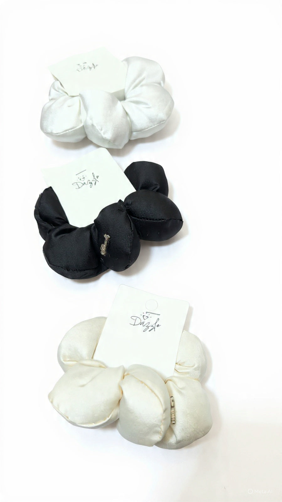 pony scrunchie satin flower