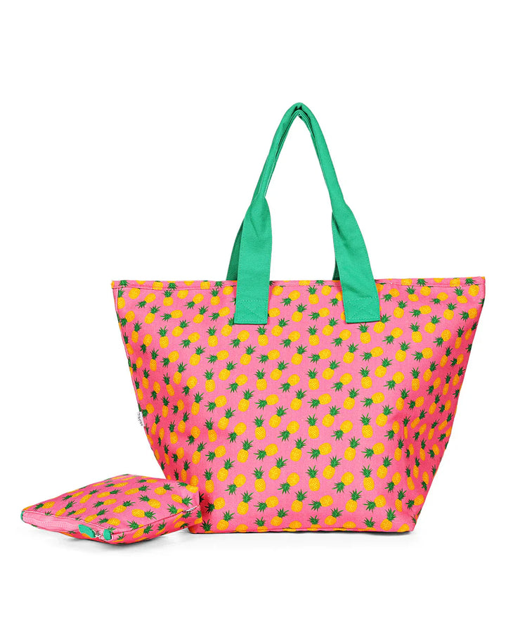 tote bag with pineapple makeup set