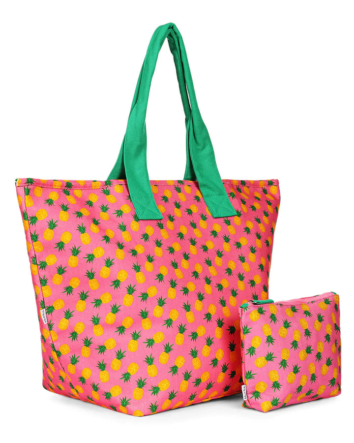 tote bag with pineapple makeup set