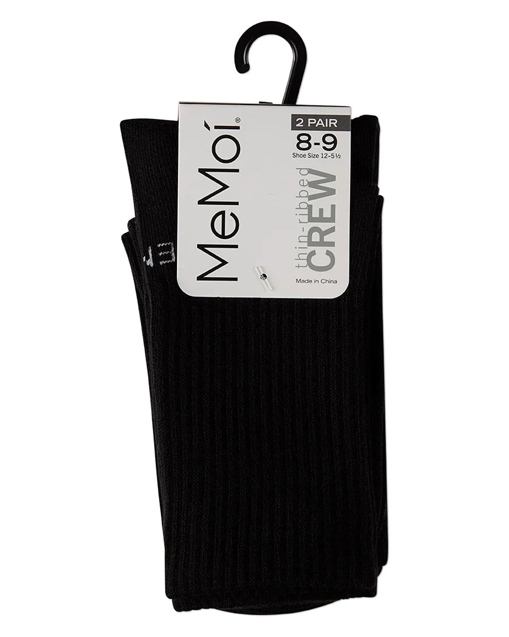 2pp thin ribbed crew socks