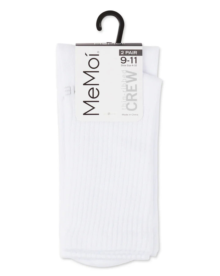 2pp thin ribbed crew socks