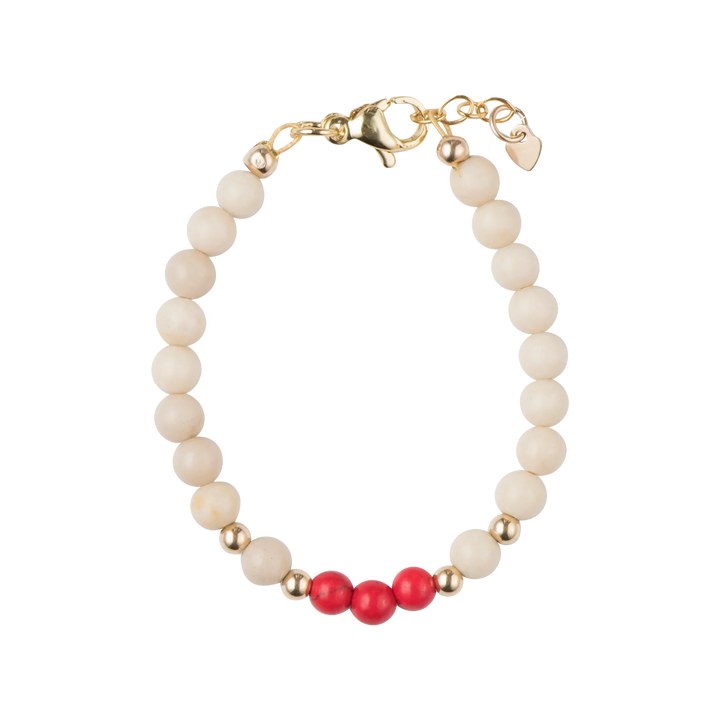 bracelet dye jade stone w red beads