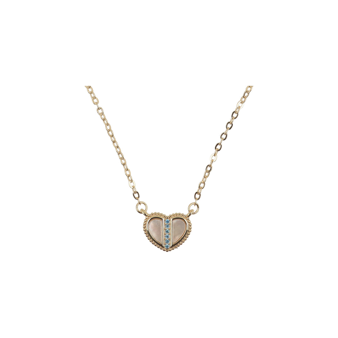 necklace cz split mother of pearl heart