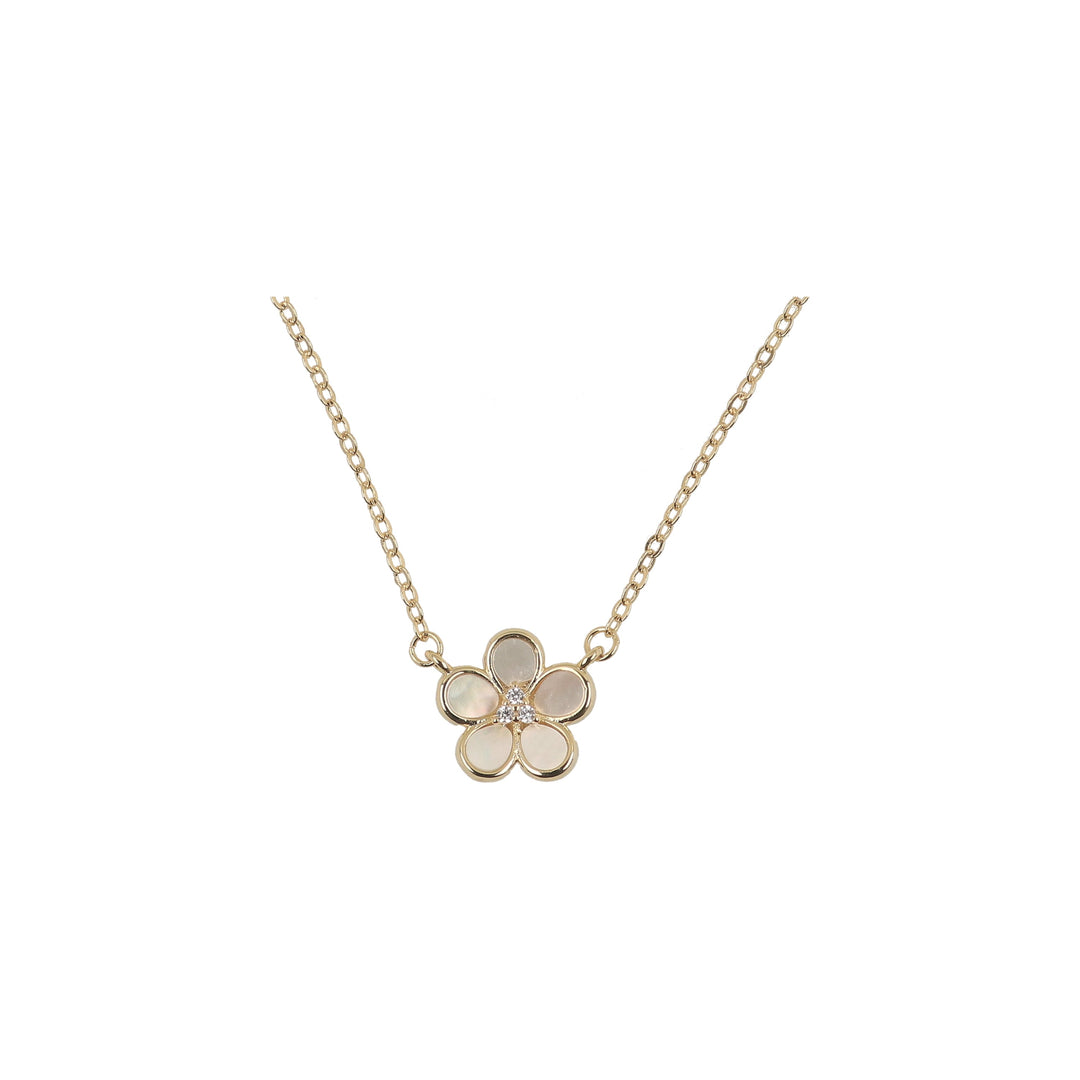 necklace mother of pearl cz flower