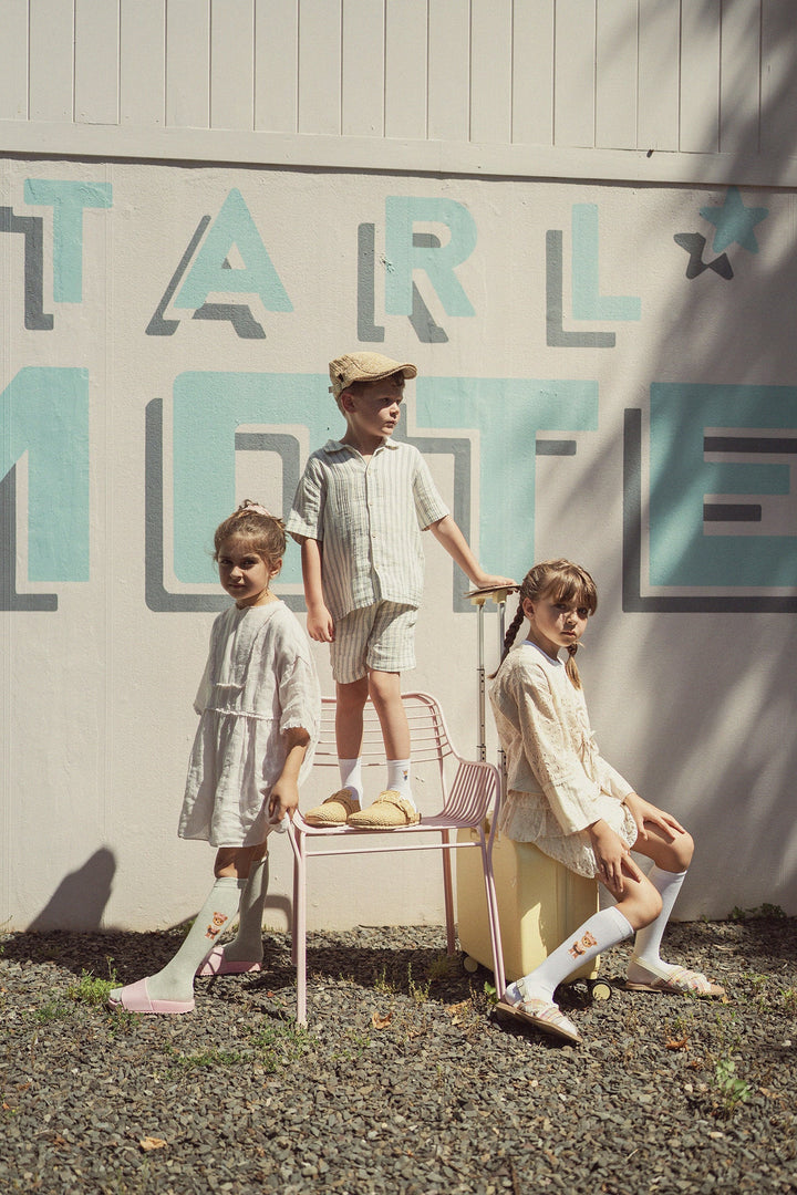 knee girl bear printed