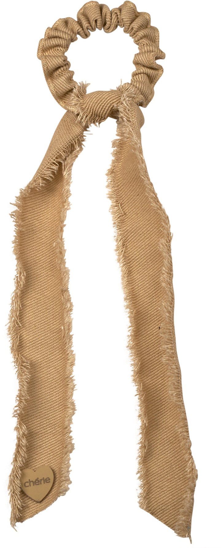 pony denim fringe heart ties