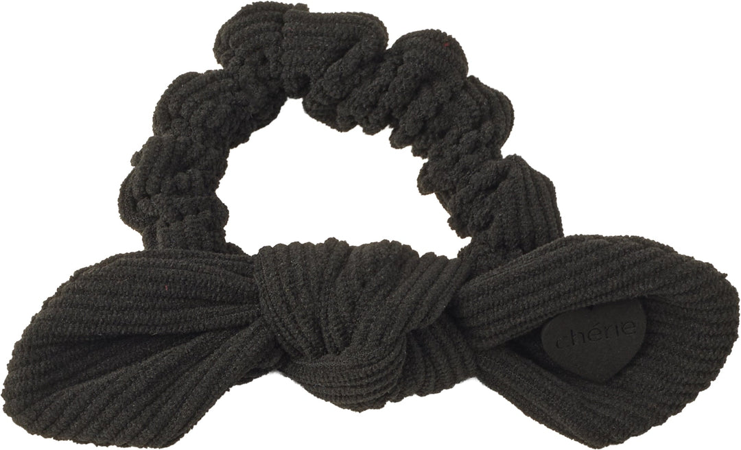 pony scrunchie corduroy heart bow