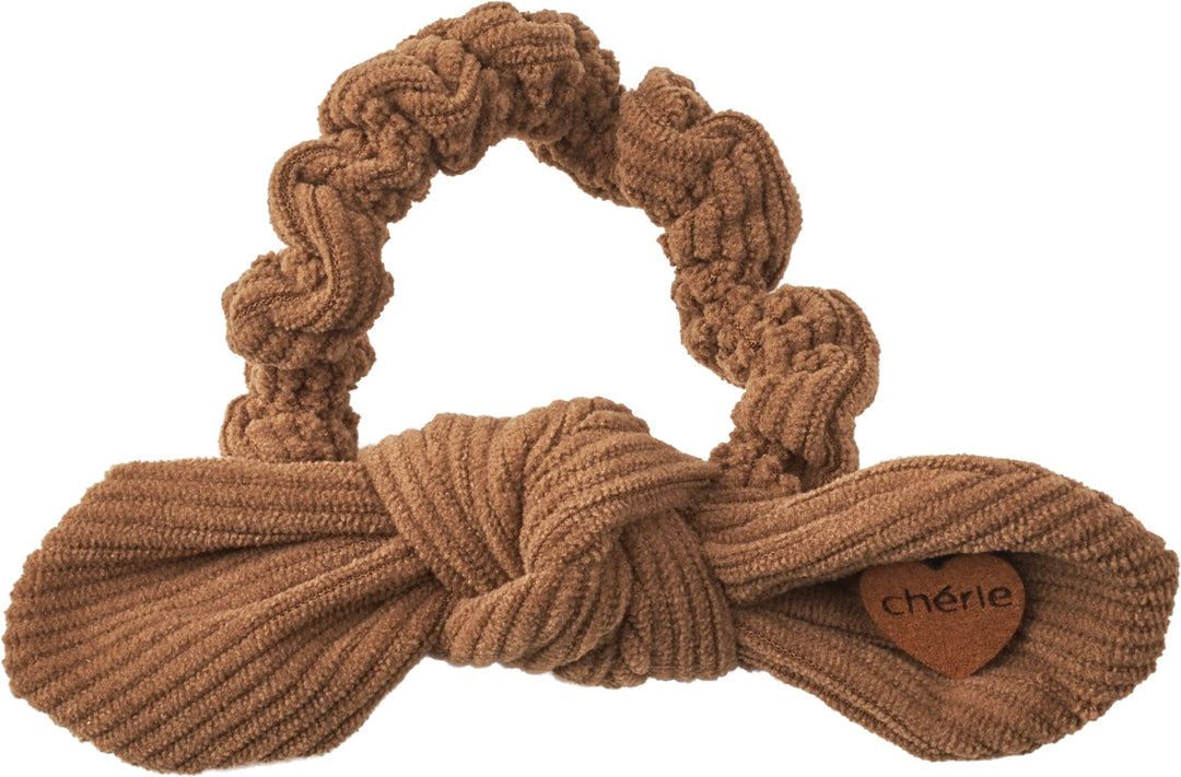 pony scrunchie corduroy heart bow