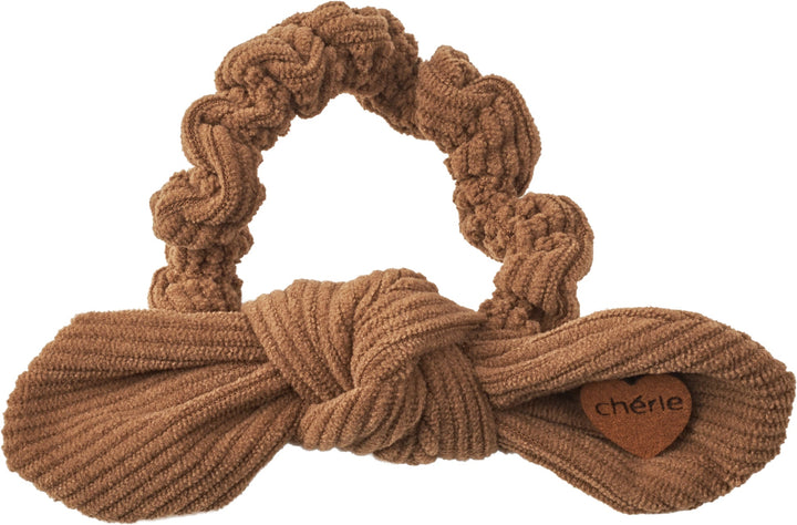 pony scrunchie corduroy heart bow
