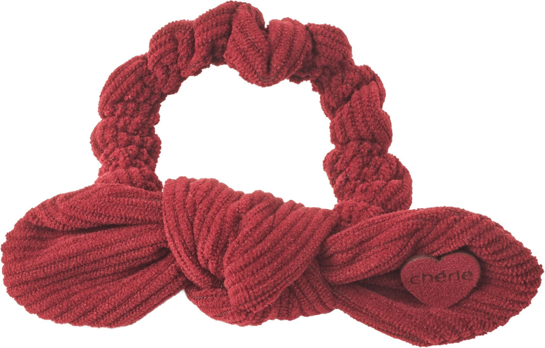 pony corduroy heart scrunchy bow