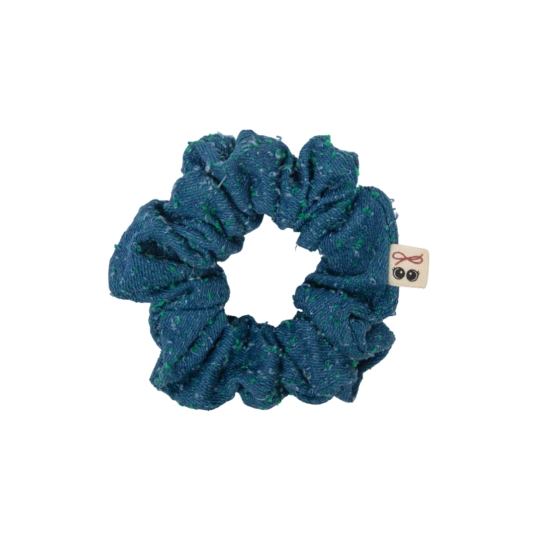 pony scrunchie fray denim