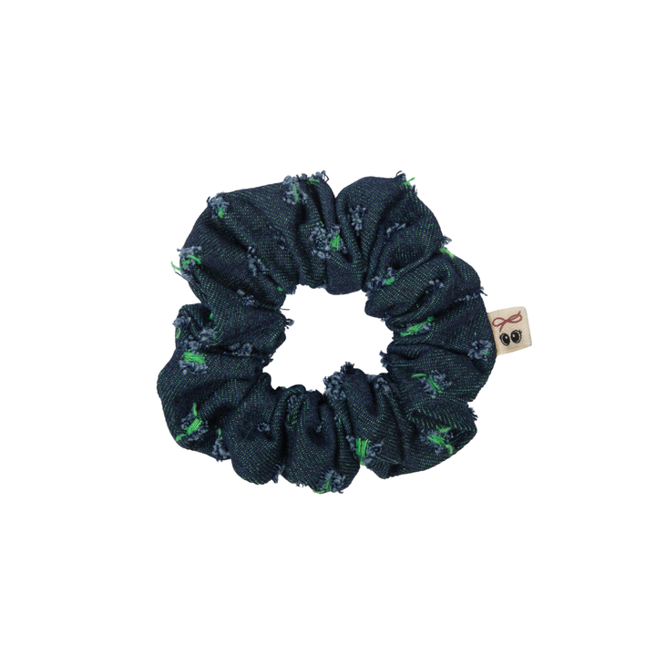 pony scrunchie fray denim