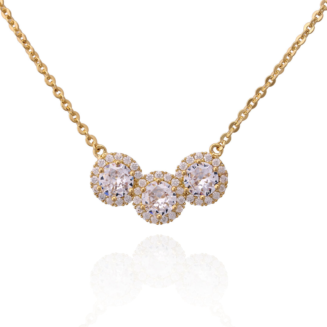 necklace three circles cz center