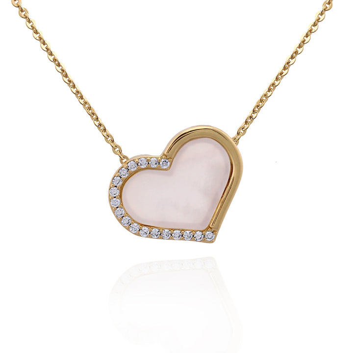 necklace half cz mother of pearl heart