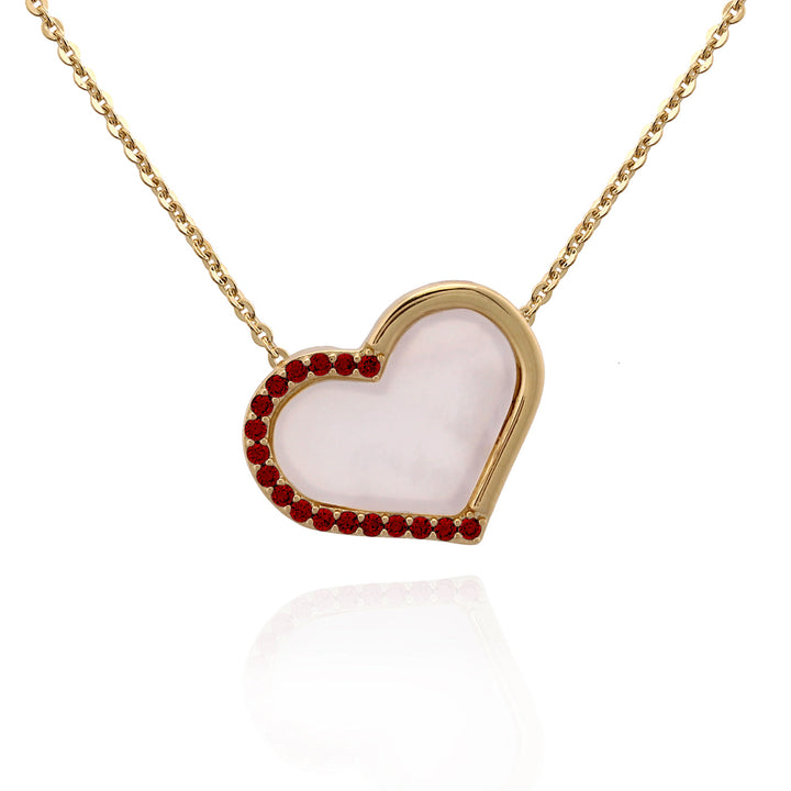 necklace half cz mother of pearl heart