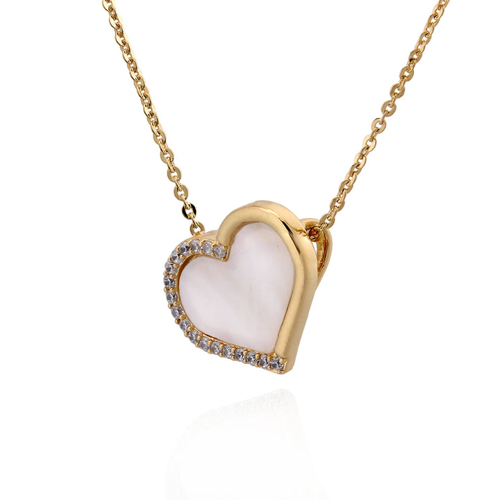 necklace half cz mother of pearl heart