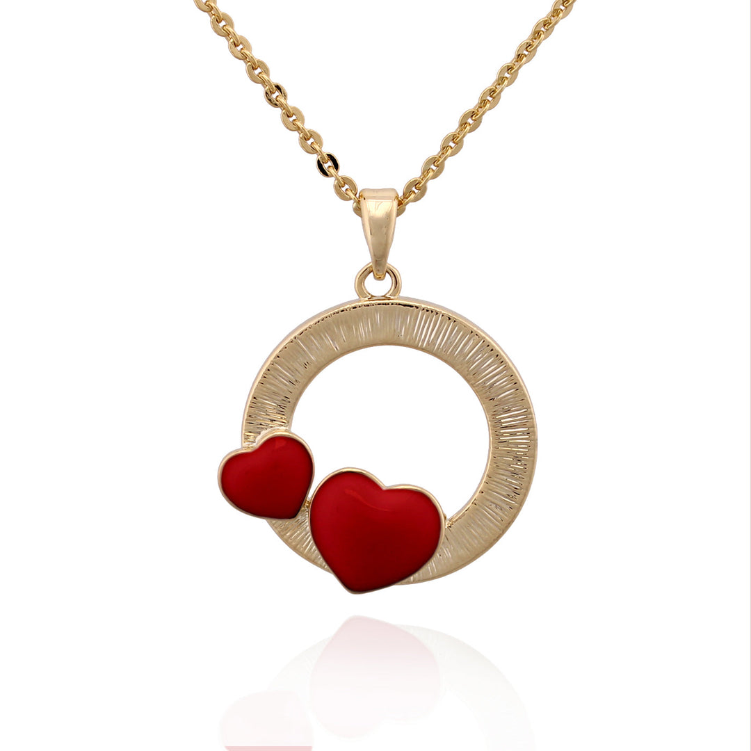 necklace enamel heart on cirlce