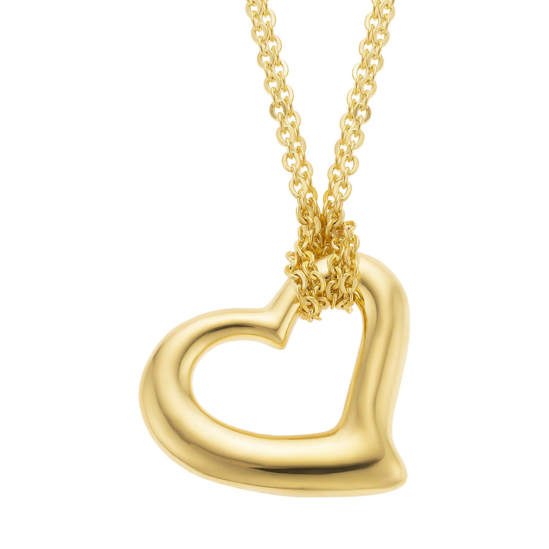 necklace gold heart on double chain