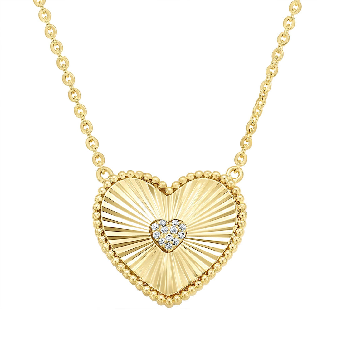 necklace pleated fan heart